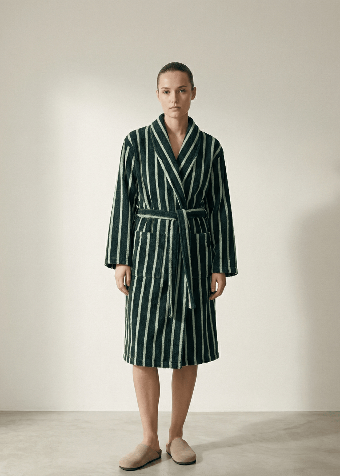 Quiet Evening Striped Robe Set / Green