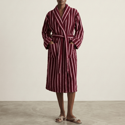 Quiet Evening Striped Robe Set / Burgundy