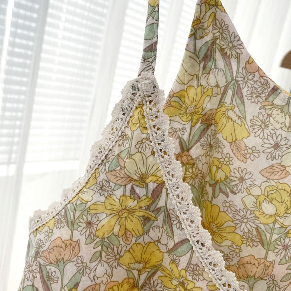 Rosie Cotton Floral Tank Pajama Set / Yellow