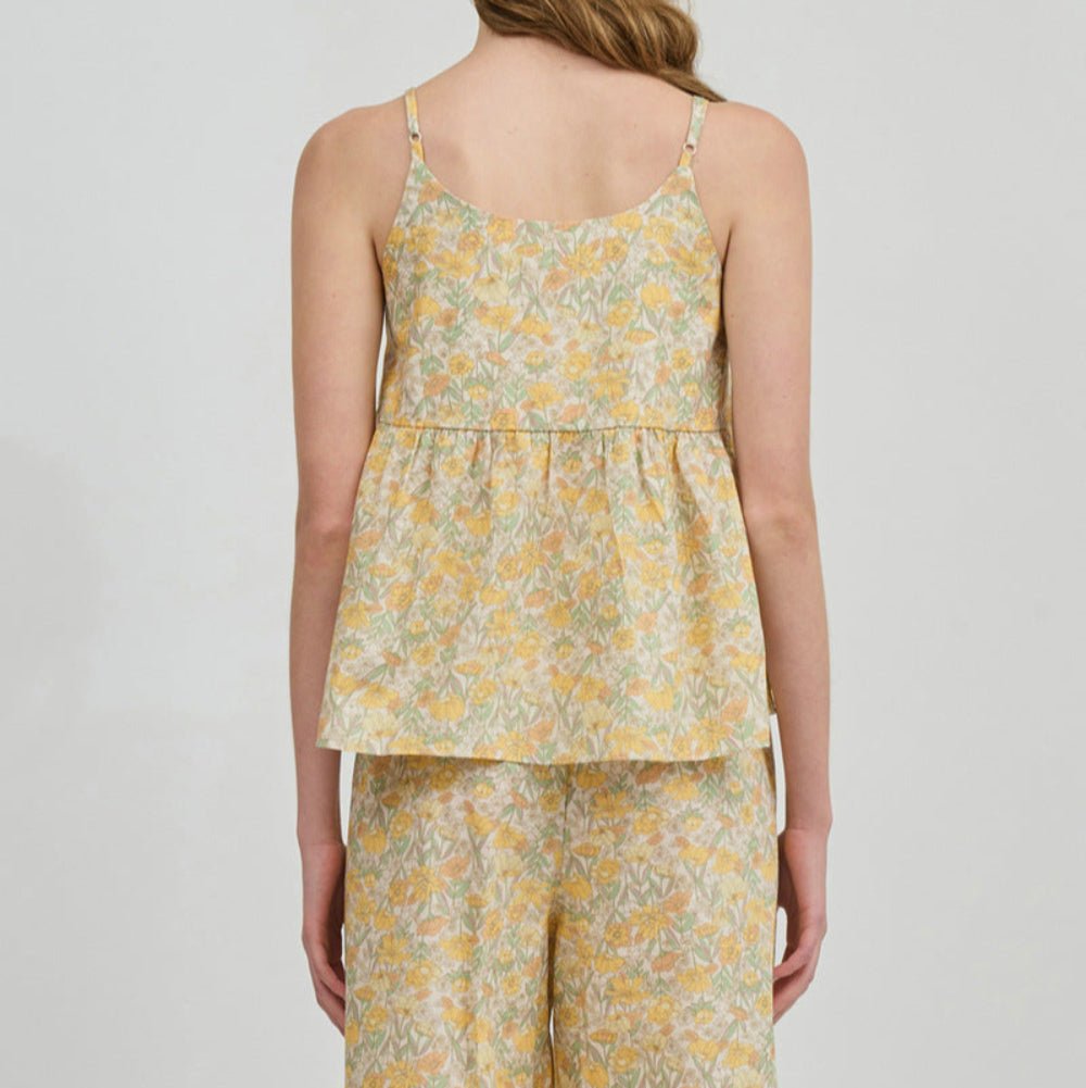Rosie Cotton Floral Tank Pajama Set / Yellow