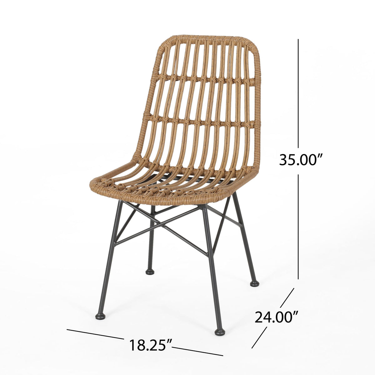 Sawtelle Outdoor Dining Chair with Weather-Resistant Wicker - Dark Gray or Light Brown