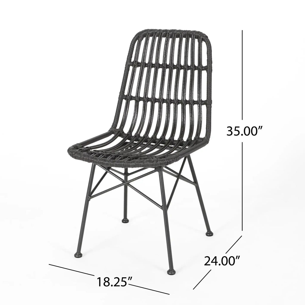 Sawtelle Outdoor Dining Chair with Weather-Resistant Wicker - Dark Gray or Light Brown