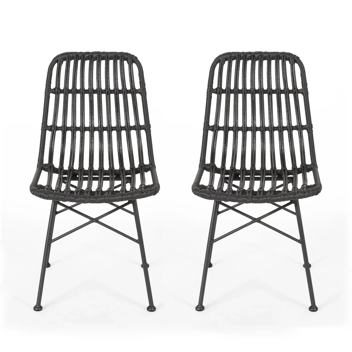 Sawtelle Outdoor Dining Chair with Weather-Resistant Wicker - Dark Gray or Light Brown