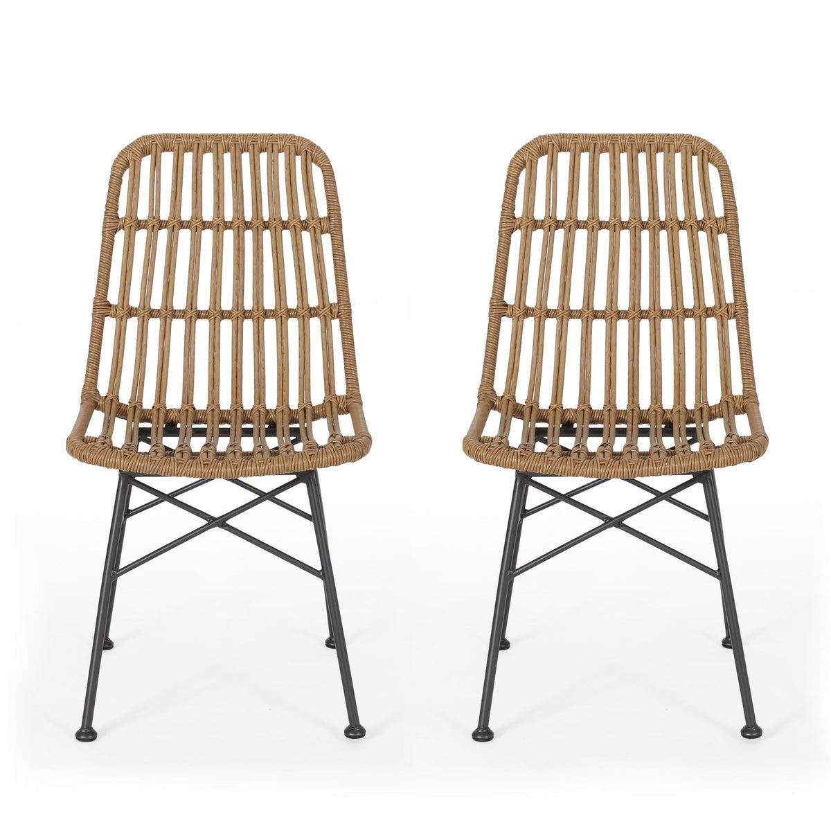 Sawtelle Outdoor Dining Chair with Weather-Resistant Wicker - Dark Gray or Light Brown