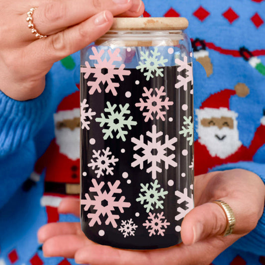 Pastel Snowflakes Tumbler Glass 17oz