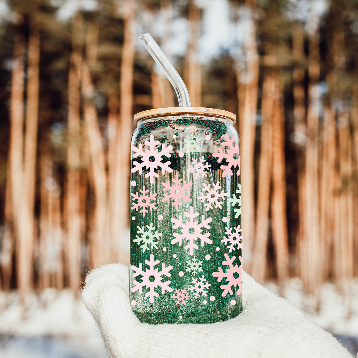 Pastel Snowflakes Tumbler Glass 17oz