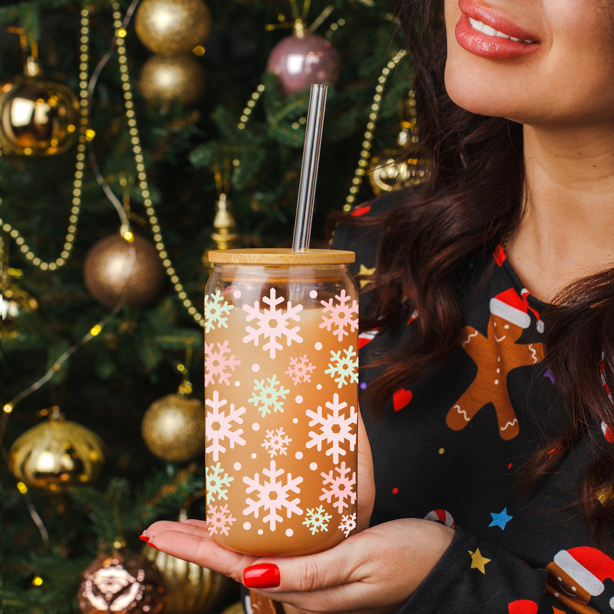 Pastel Snowflakes Tumbler Glass 17oz