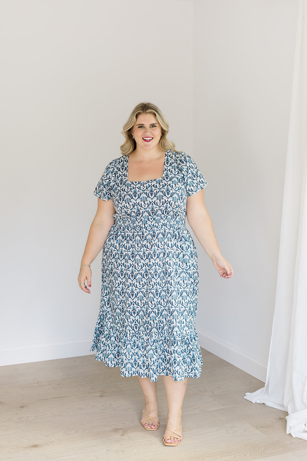 The Allison Dress in Navy Trellis - Final Sale