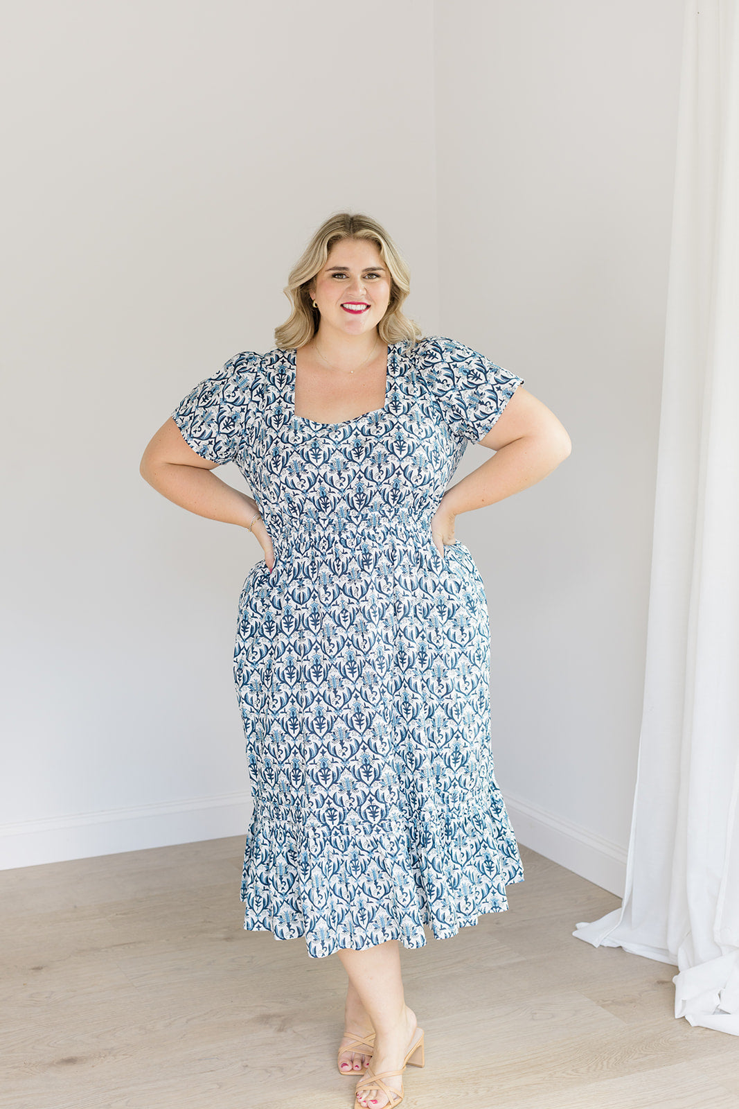 The Allison Dress in Navy Trellis - Final Sale