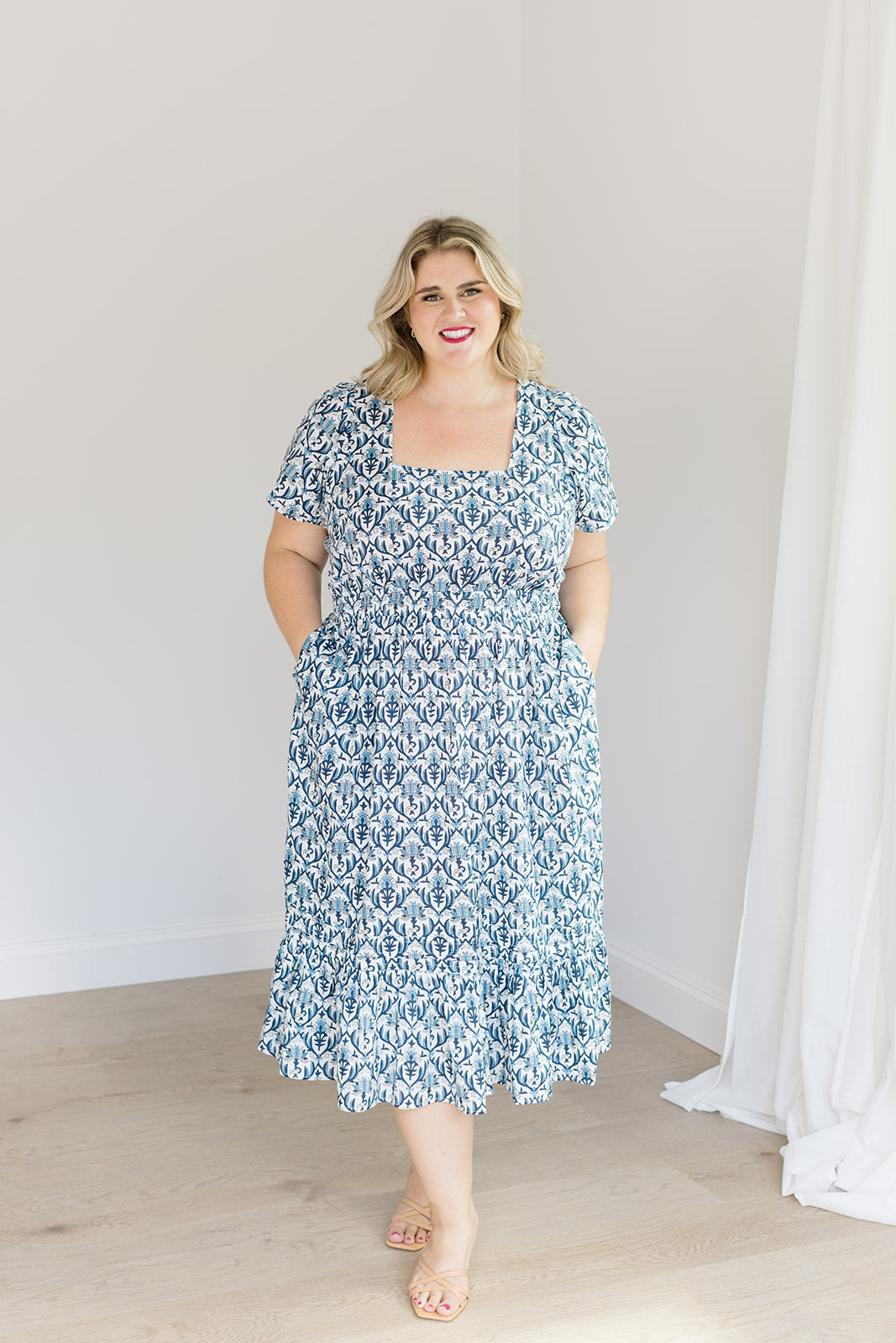 The Allison Dress in Navy Trellis - Final Sale