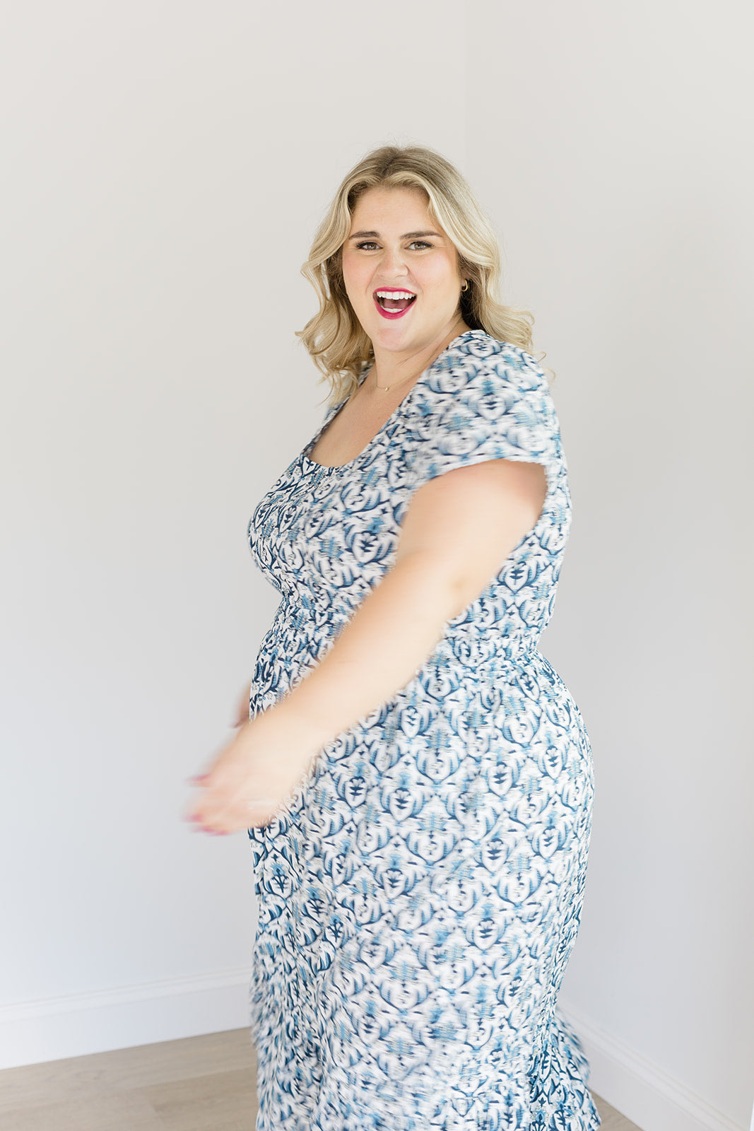 The Allison Dress in Navy Trellis - Final Sale