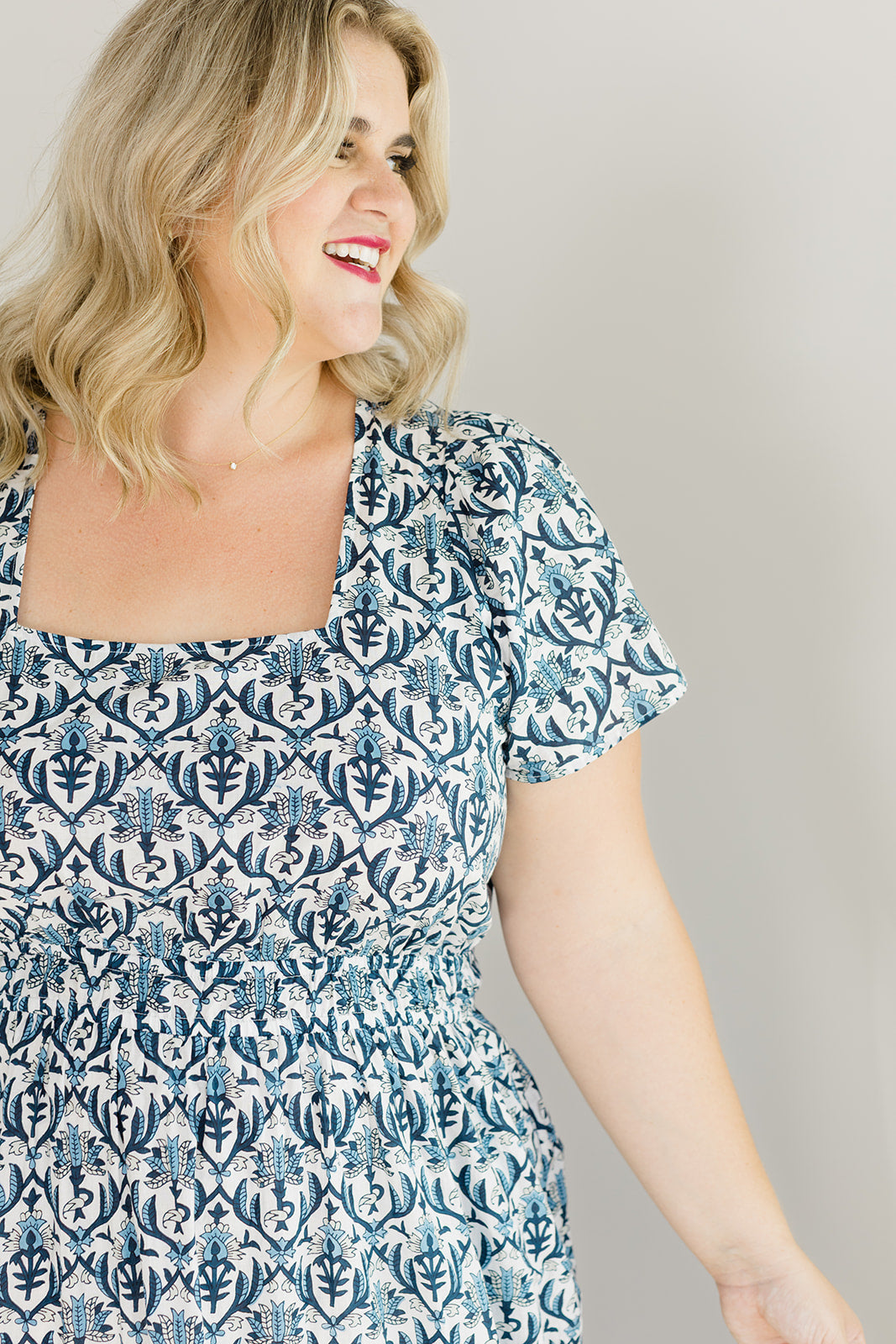 The Allison Dress in Navy Trellis - Final Sale