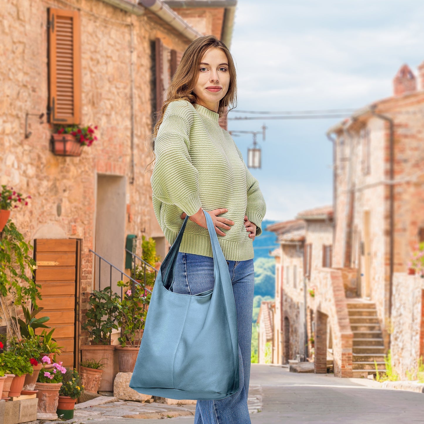 Calf Leather Hobo Bag