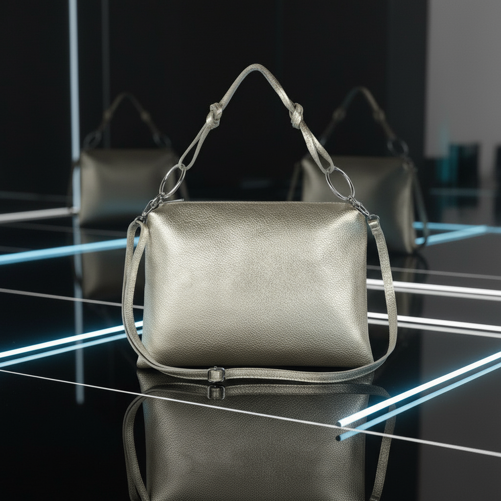 Metallic Calf Leather Shoulder Bag