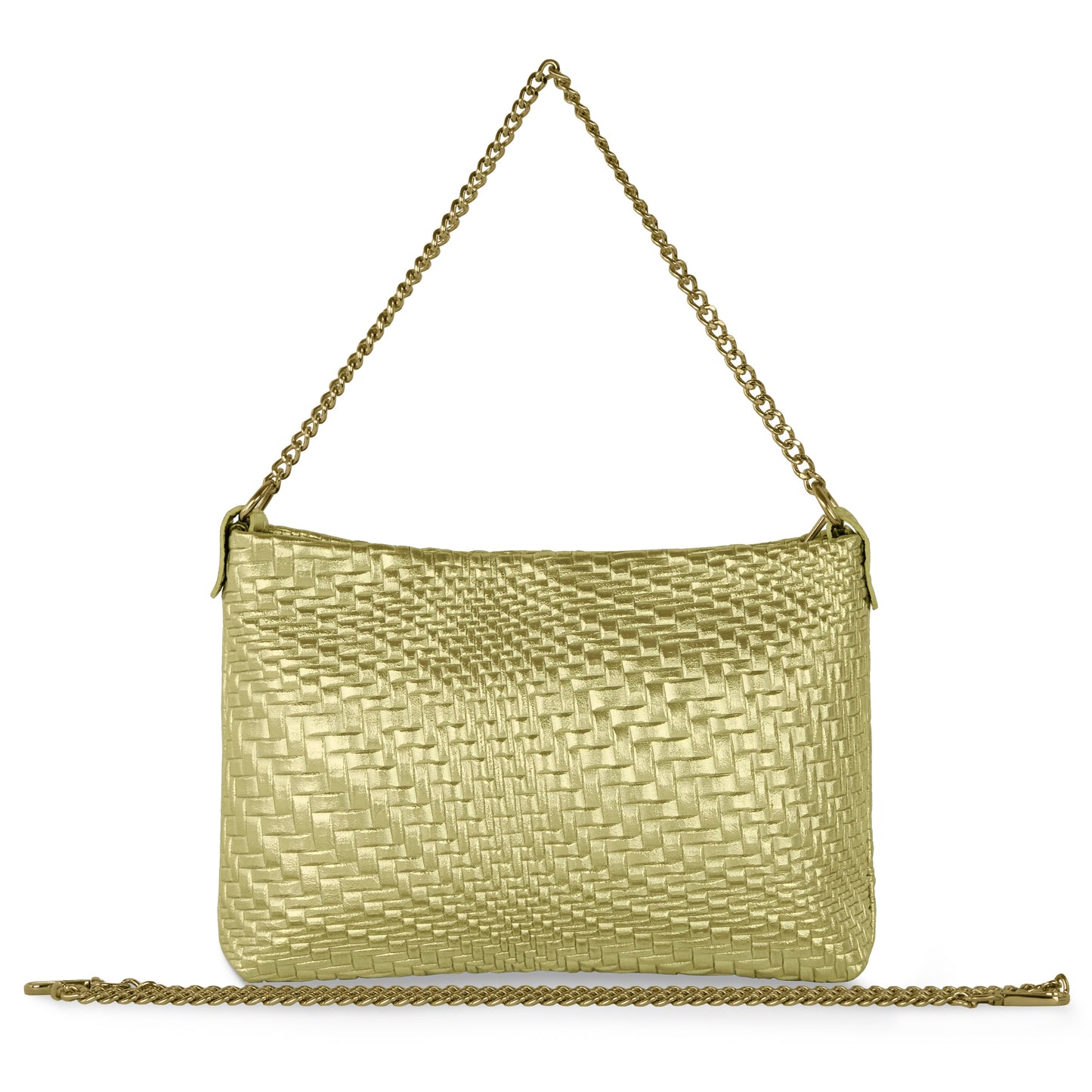 Grid Metallic Suede Leather Crossbody Bag