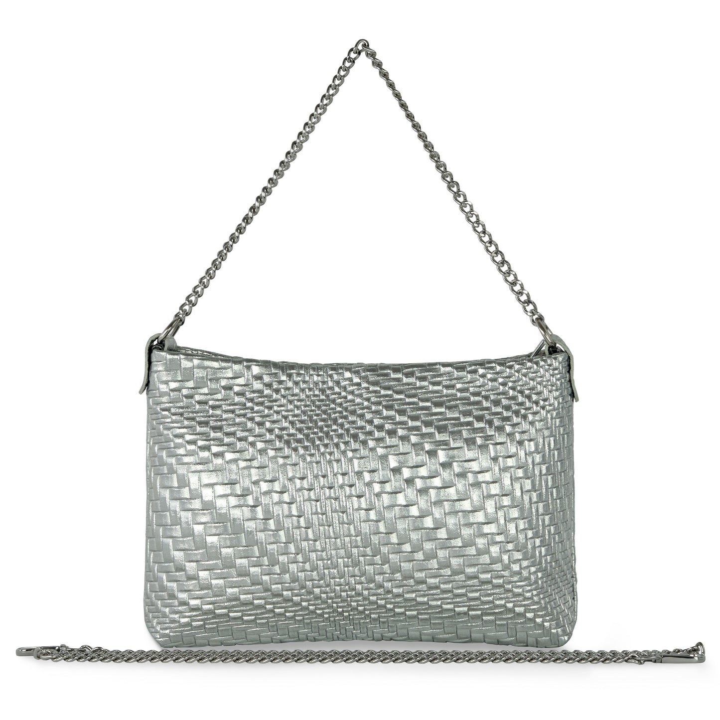 Grid Metallic Suede Leather Crossbody Bag