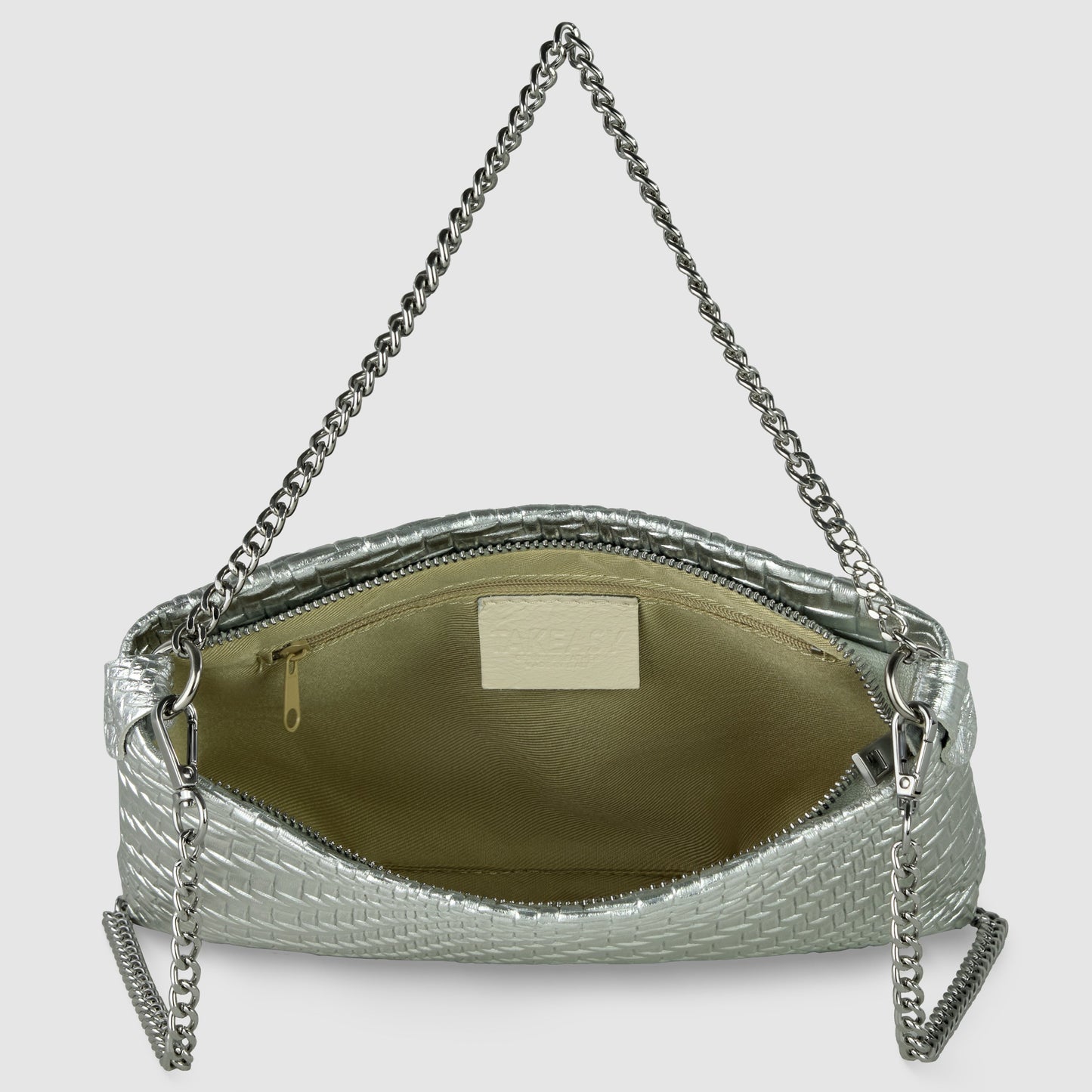 Grid Metallic Suede Leather Crossbody Bag