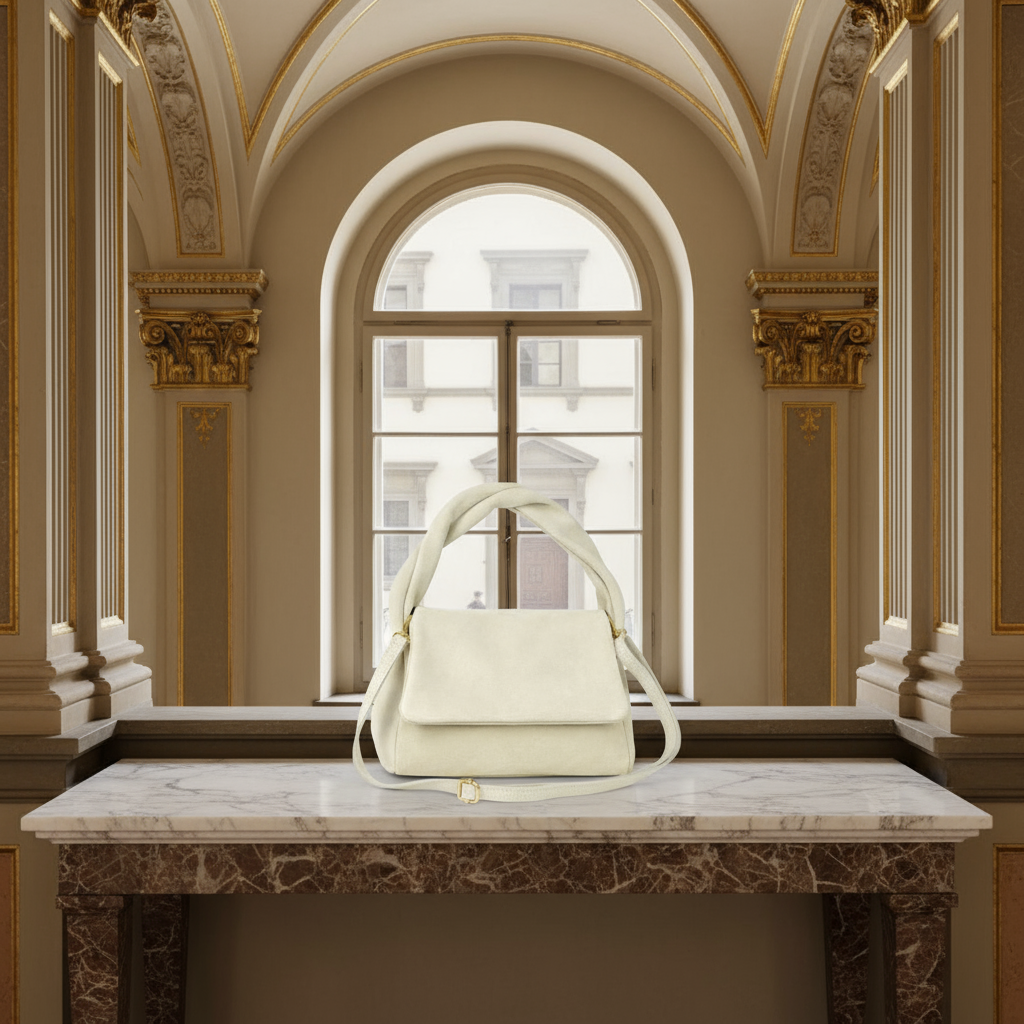 Suede Leather Top-Handle Bag