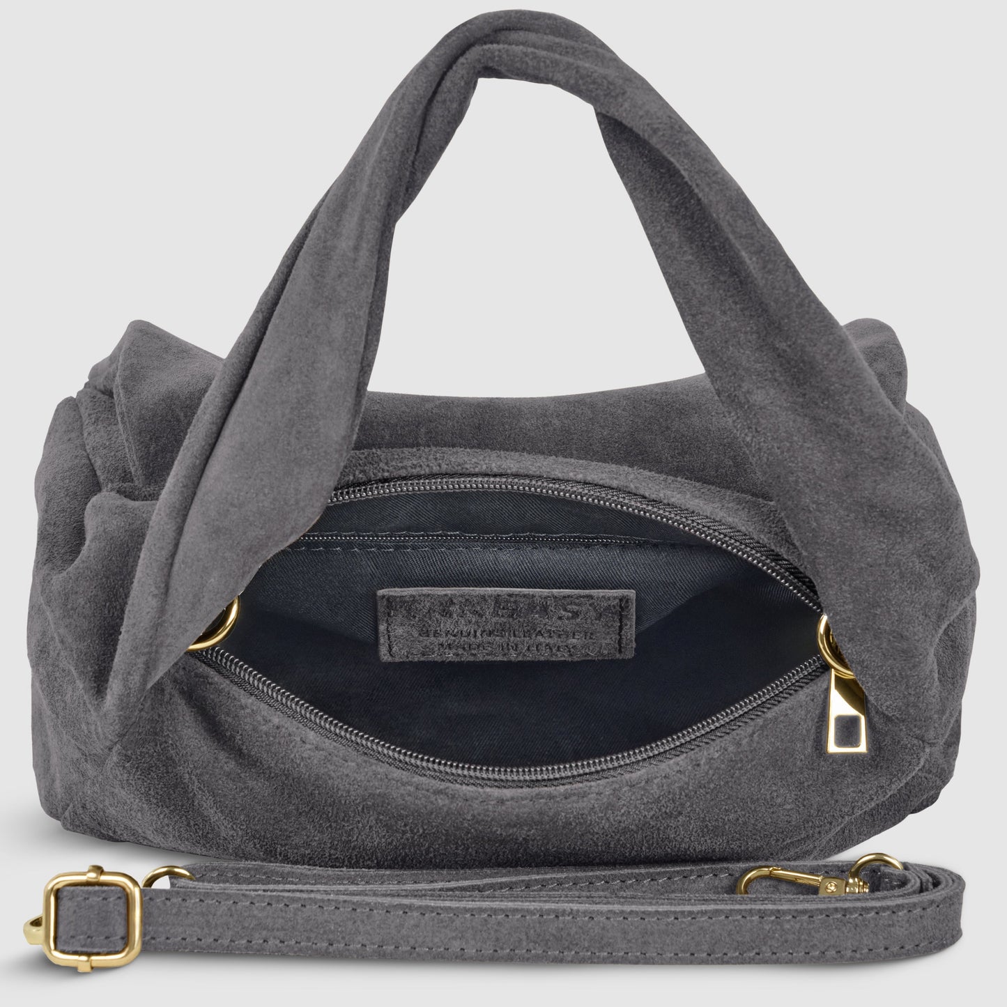 Suede Leather Top-Handle Bag