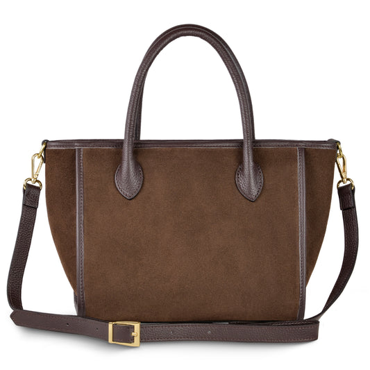 Suede Leather Top-Handle Bag