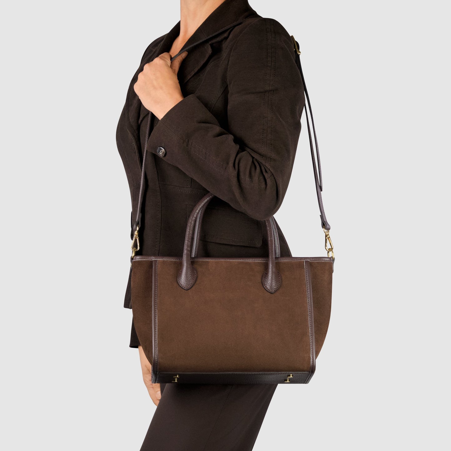 Suede Leather Top-Handle Bag