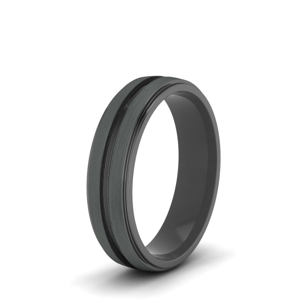 Textured Inlay Wedding Band