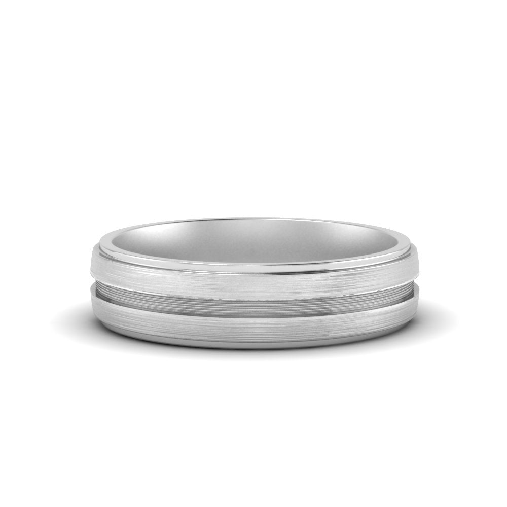 Textured Inlay Wedding Band