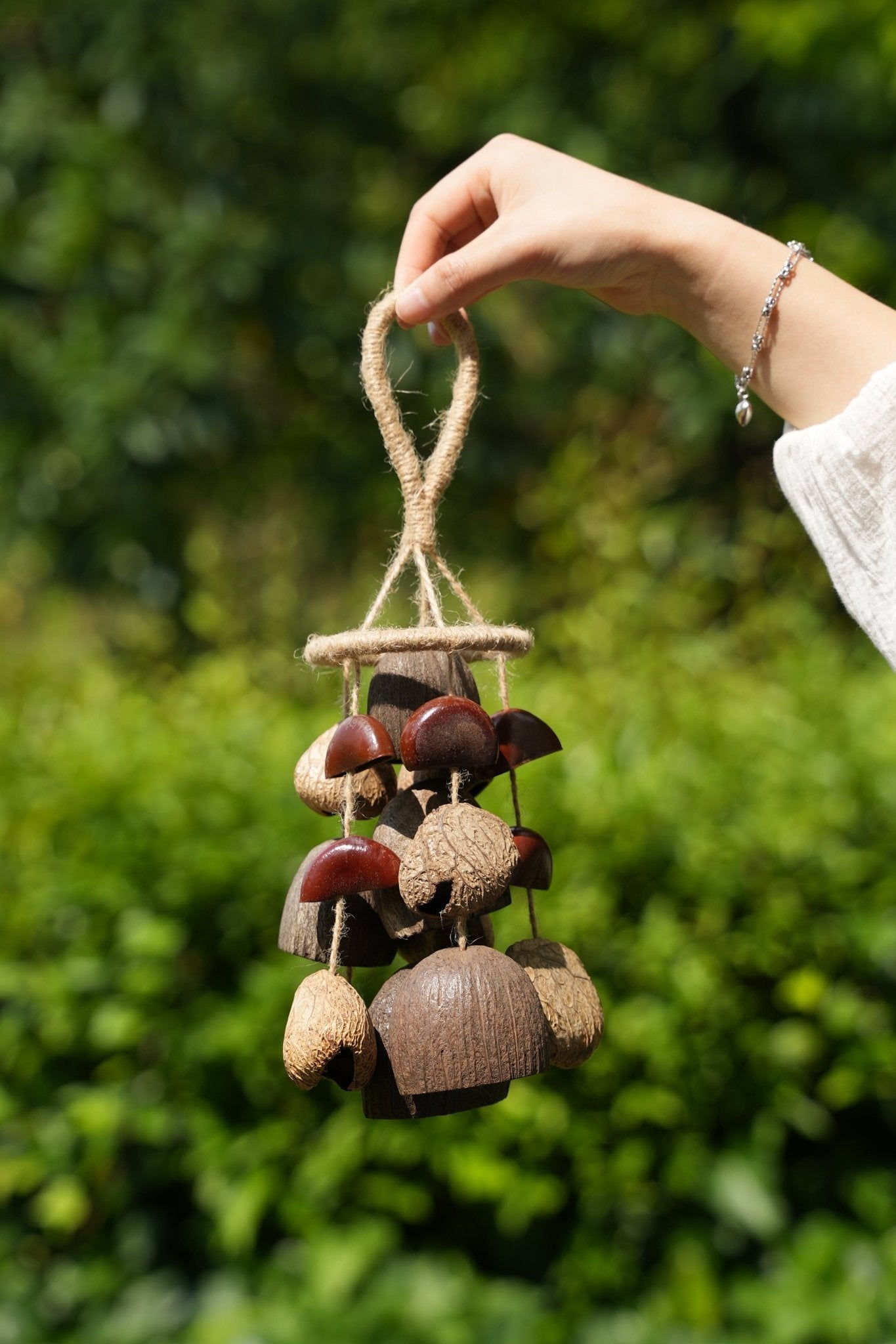"The Deep Forest Chime" - Clustered Coconut & Seed Pod Wind Mobile