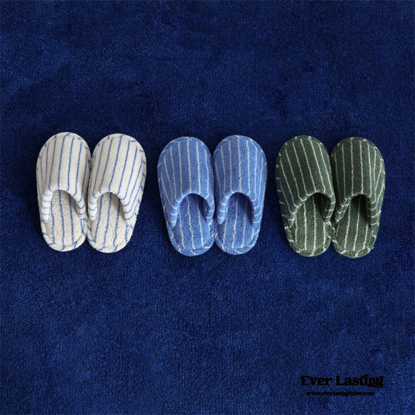 Thin Striped House Slippers / Blue