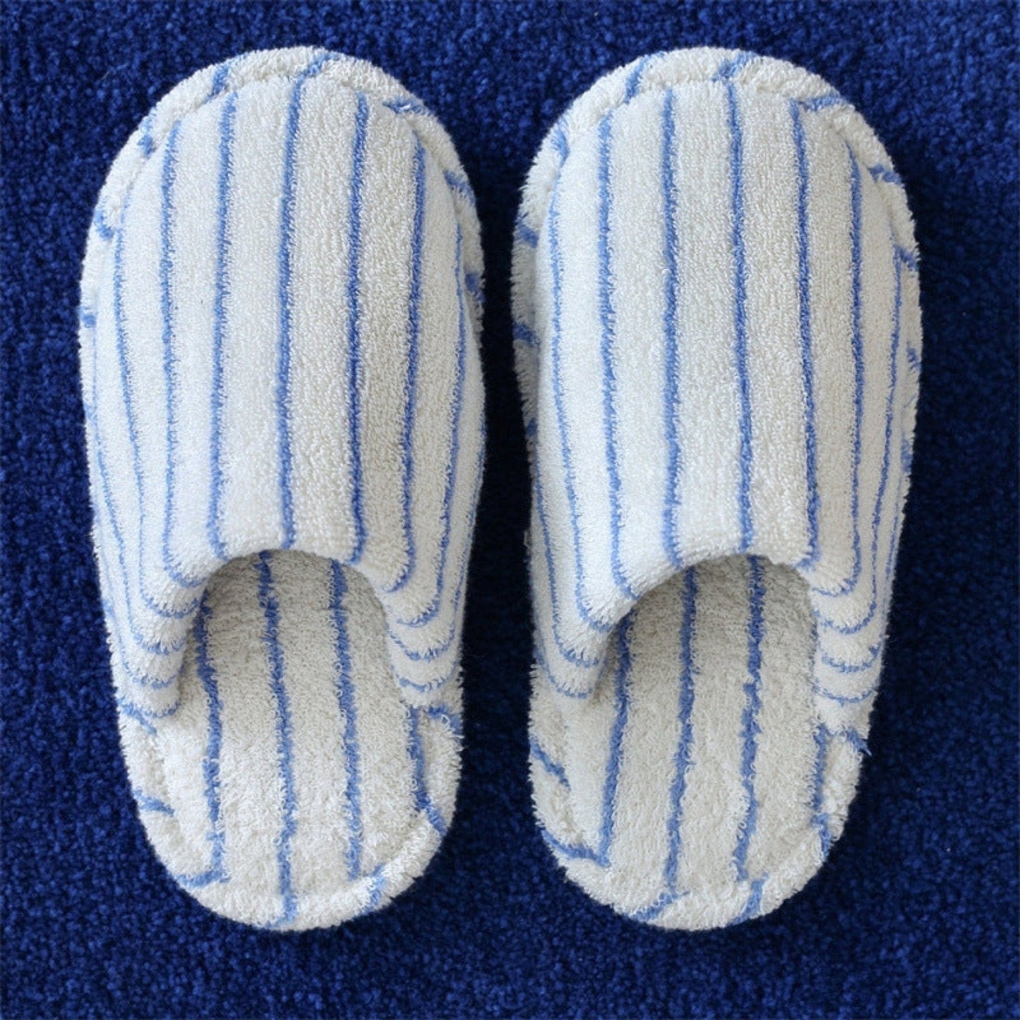 Thin Striped House Slippers / Blue