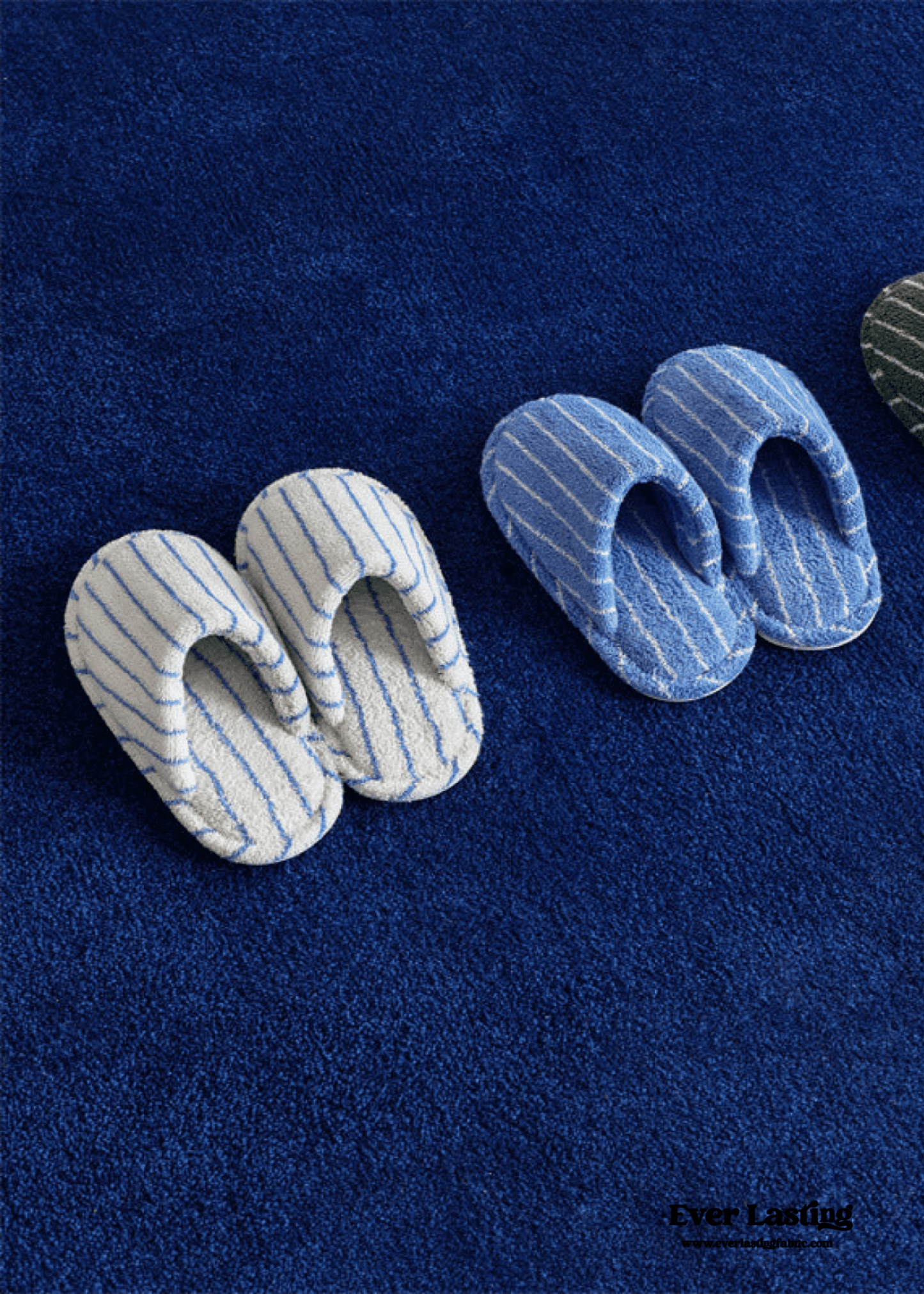 Thin Striped House Slippers / Blue