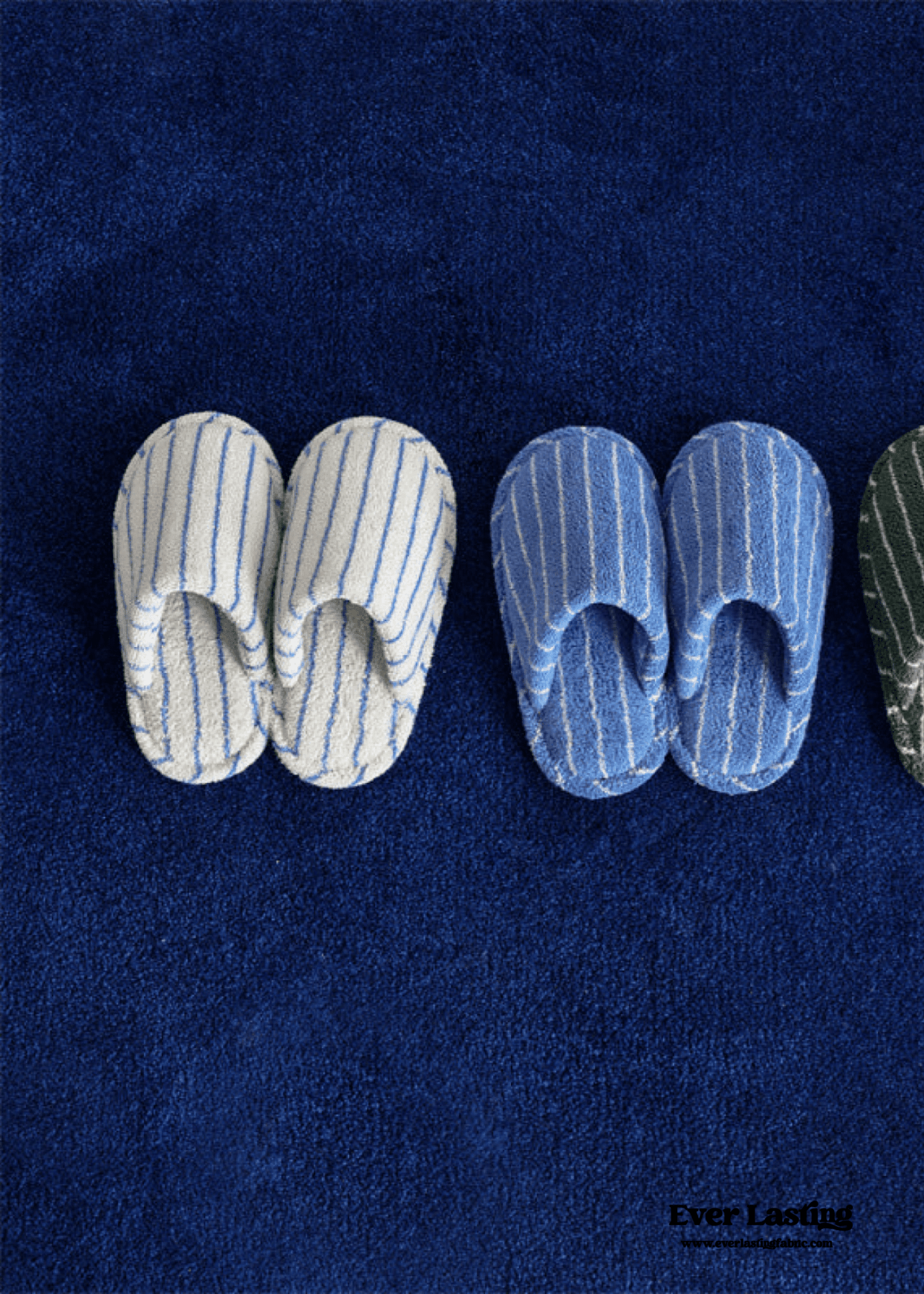 Thin Striped House Slippers / Blue