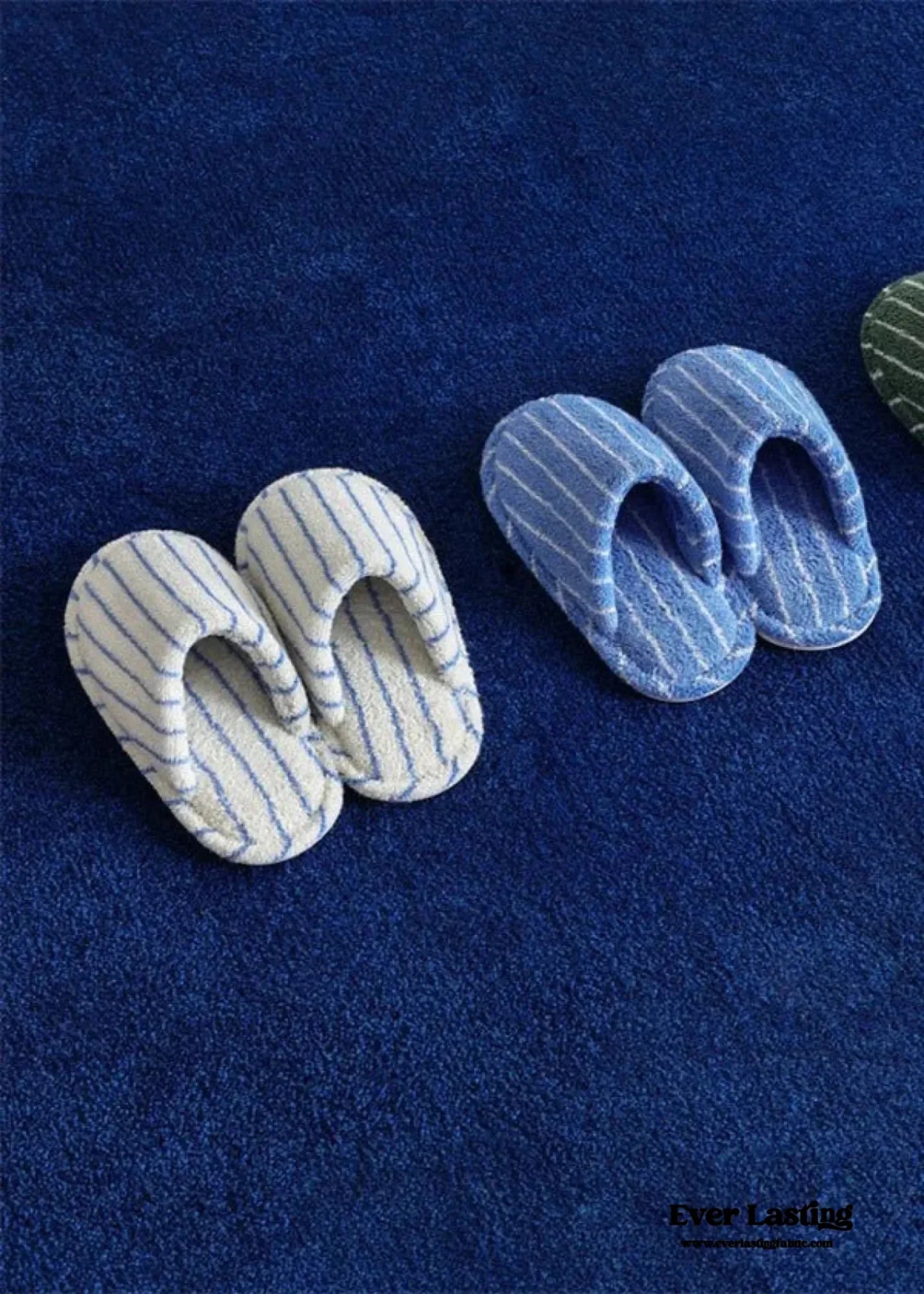 Thin Striped House Slippers / Blue