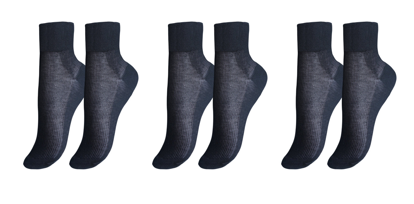 100% Mercerized Cotton "Filo di Scozia" Women's Ankle Socks. 3-Pack. Made in Italy.
