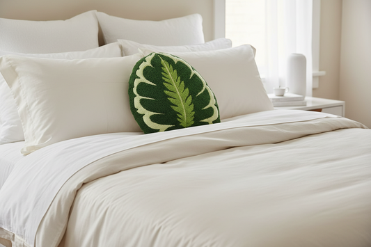 Tufted Calathea Medallion Leaf Decor Pillow