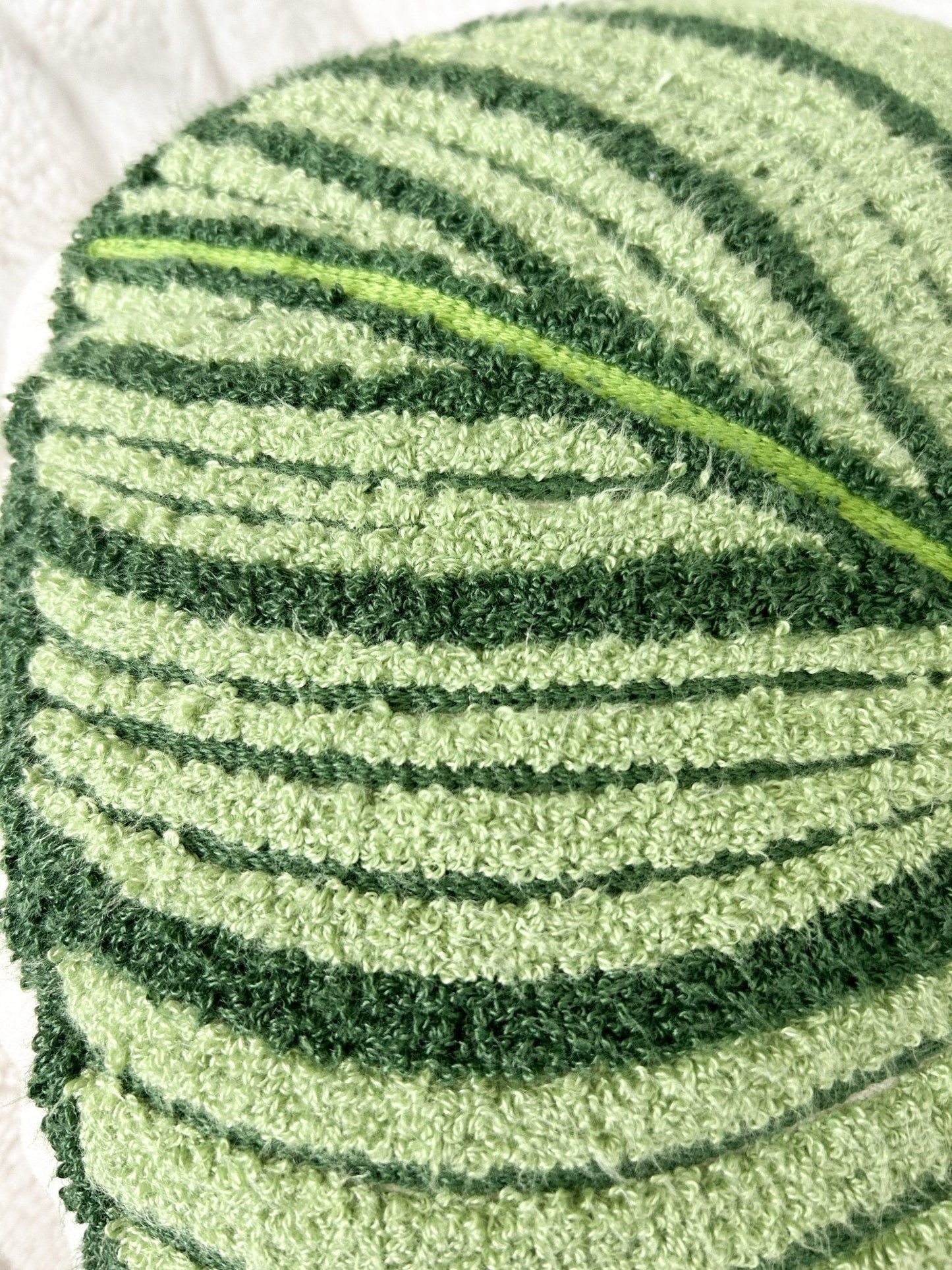 Tufted Calathea Orbifolia Leaf Decor Pillow