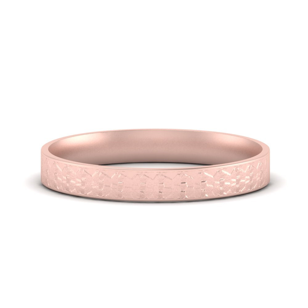 Unique Rock Textured Mens Wedding Band 5 mm