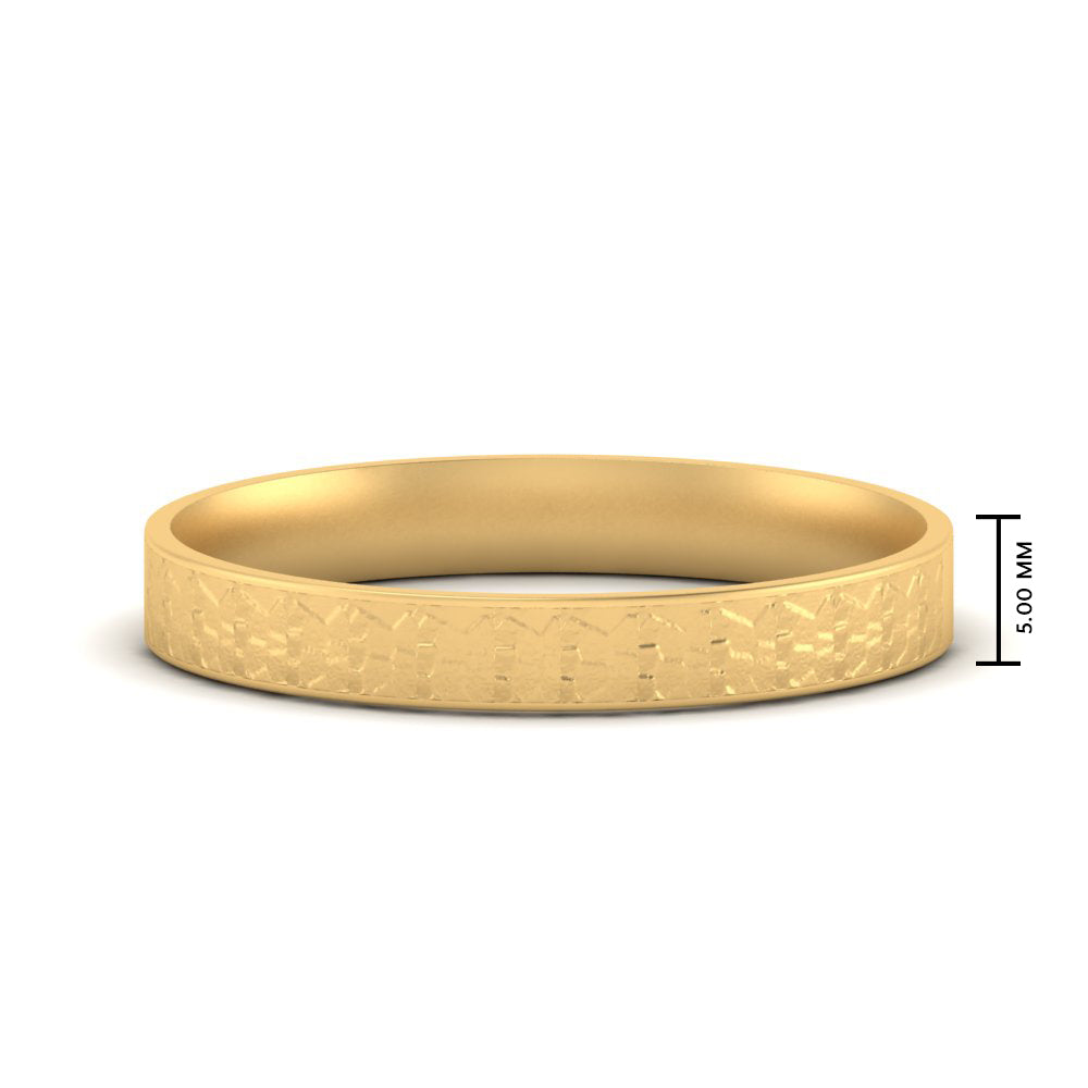 Unique Rock Textured Mens Wedding Band 5 mm