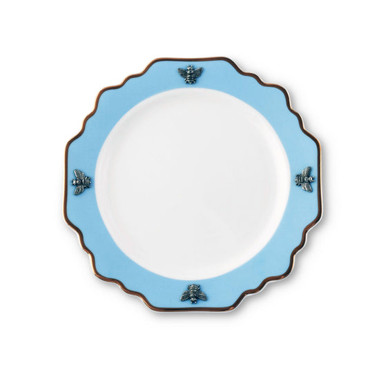 Bee Bone China Dessert / Salad Plate Blue with Gold Rim