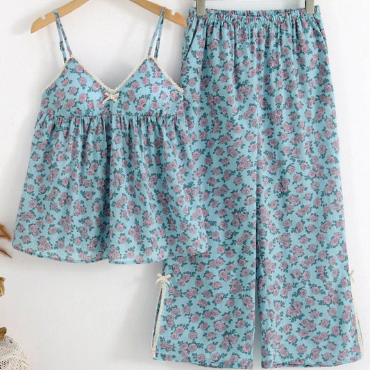Vivian Vintage Floral Pajama Set / Tie Strap