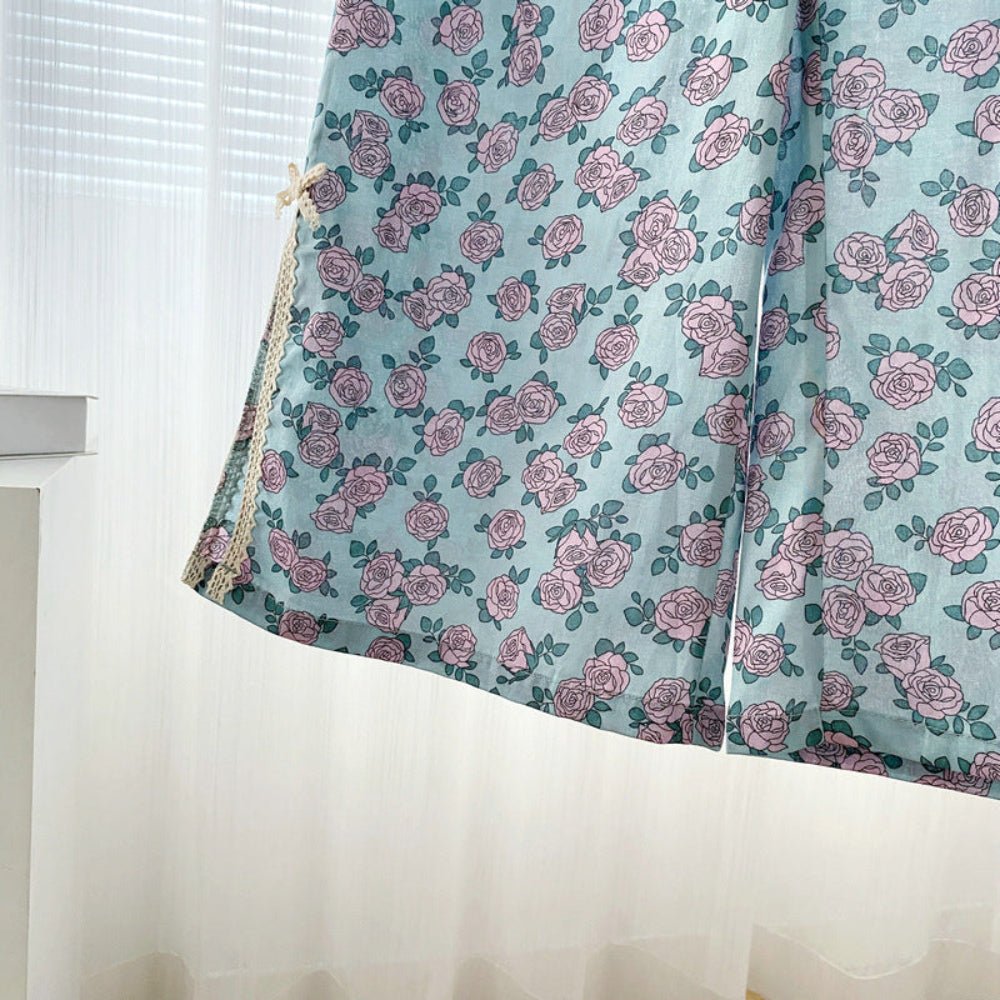 Vivian Vintage Floral Pajama Set / V Neck