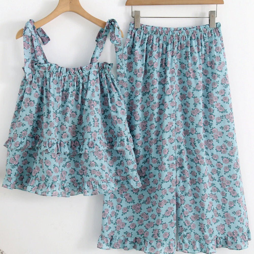 Vivian Vintage Floral Pajama Set / V Neck