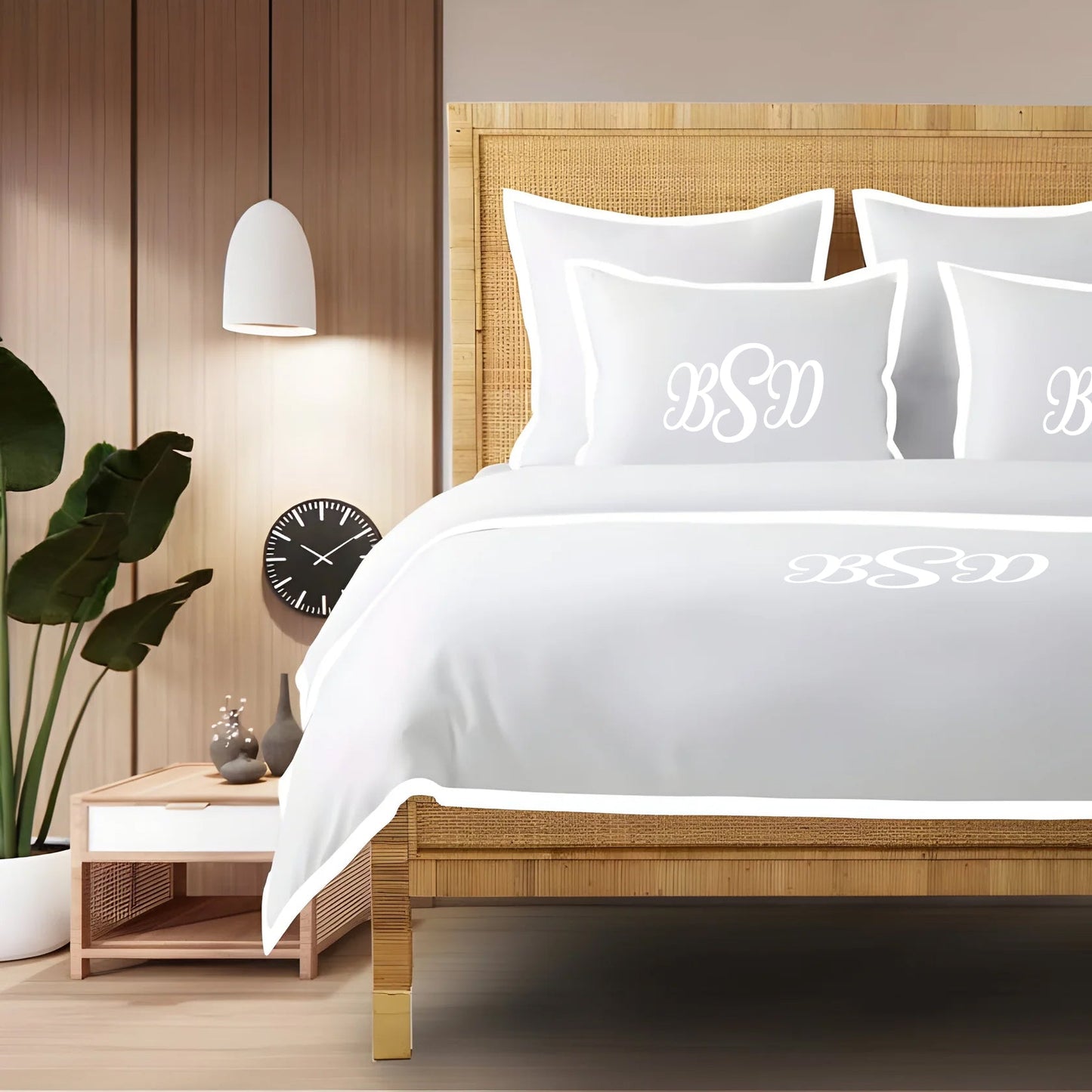 Monogram 400TC Cotton Sateen Edge Border Frame Duvet Cover set