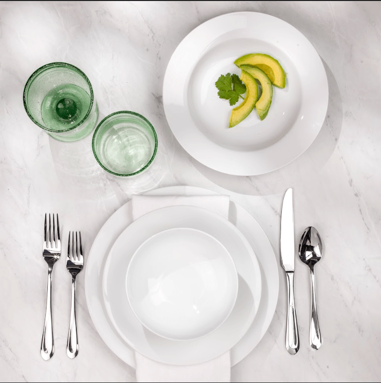 White Essential 16 Piece Classic Rim Double Bowl Dinnerware Set ( 9'' Rim Soup Bowl And 6'' Cereal Bowl Assorted )