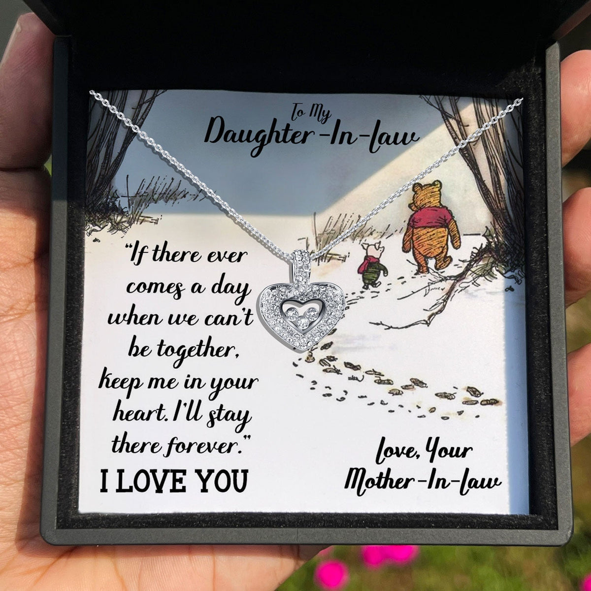 To My Daughter-In-Law - I'll Stay There Forever- Tryndi Floating Heart Necklace