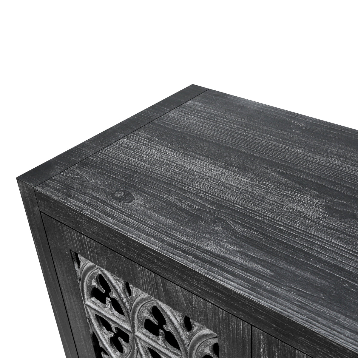 Antique Four Door Sideboard with Hollow Doors - Black Pine Veneer